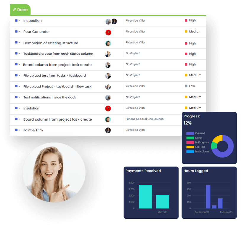 A fully integrated project management tool with time tracking and project finance